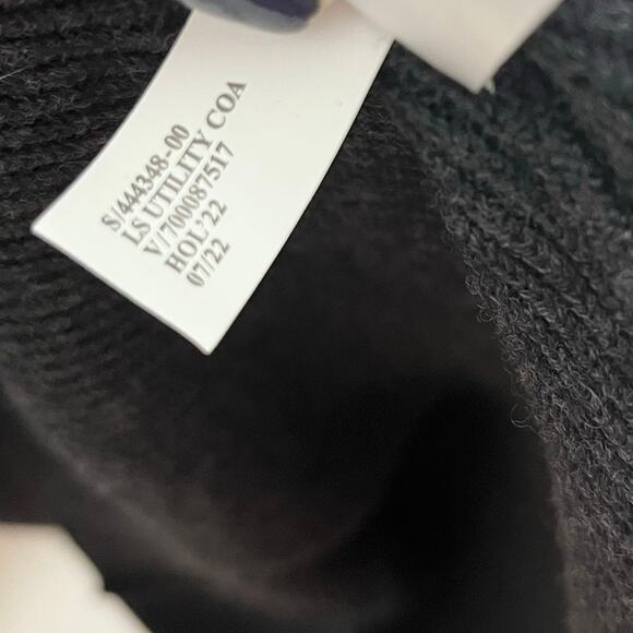 Banana Republic Womens Merino Wool Suede Sweater Dress L Gray Black Utility Coat - Picture 14 of 14